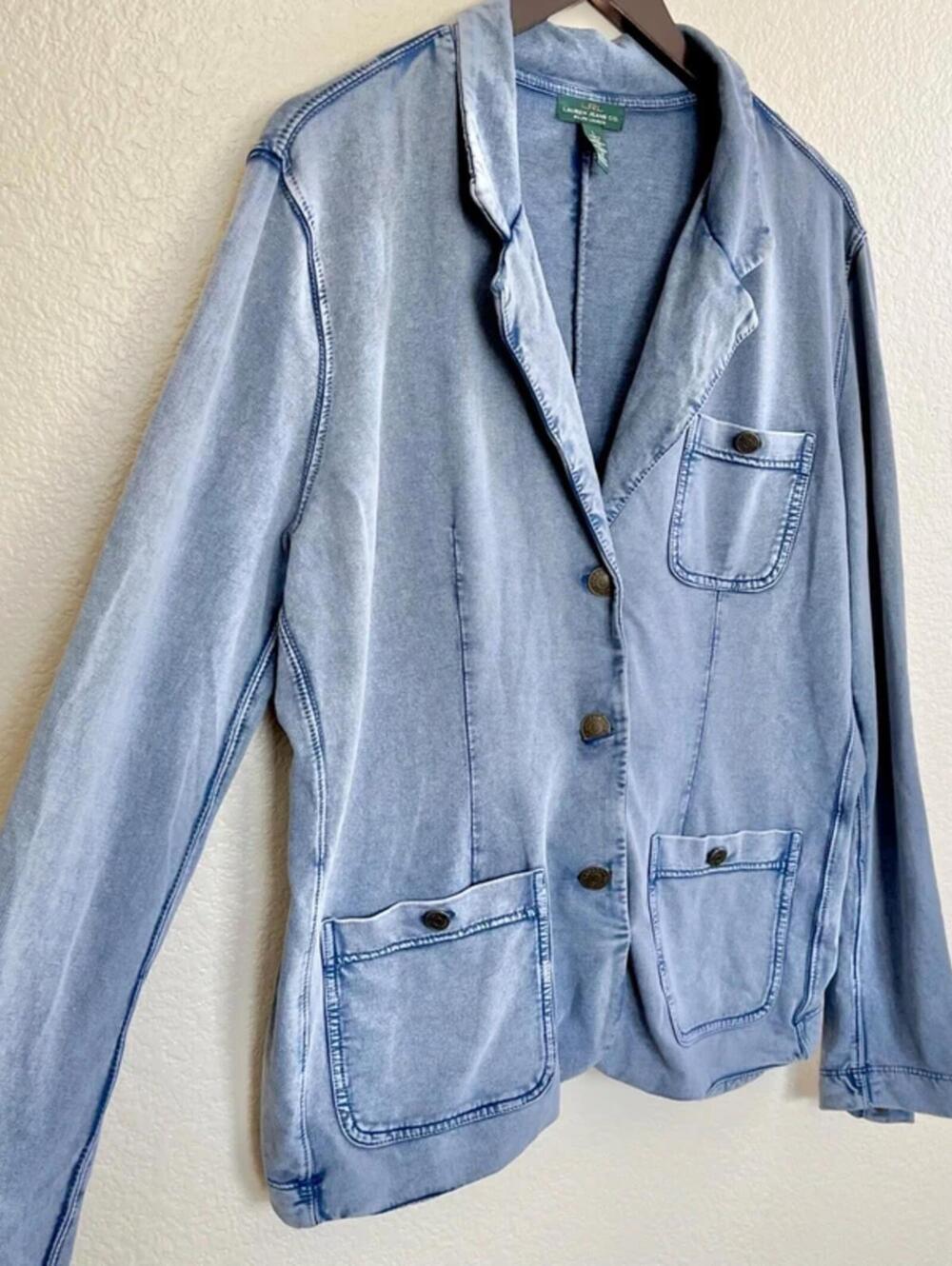 Vintage Lauren Ralph Lauren cotton Jean blazer jacket old money - Picture 5 of 8